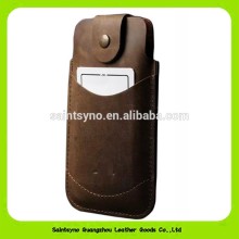 Fancy metal button phone cover genuine leather phone holder 16131