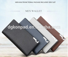 Wholesale soft leather wallet for men, long pattern PU leather wallet