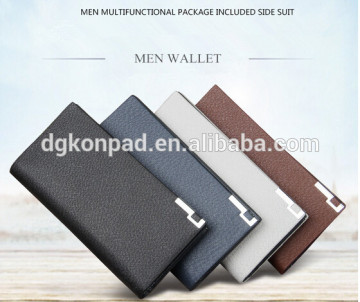 Wholesale soft leather wallet for men, long pattern PU leather wallet