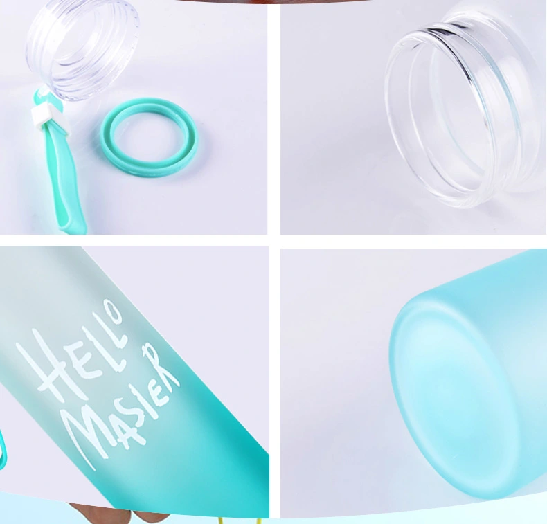 Clear Colorful Letter Glass Water Bottle with Cover Frosted Portable Bottle Glass