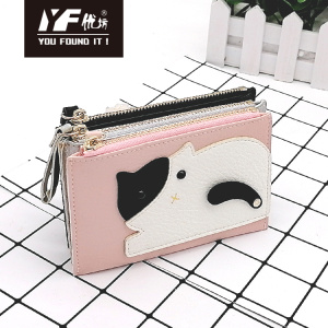Leather cat short multi-function wallet