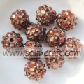 10*12MM Fashion Coffee Chunky Resin Rhinestone Round Beads Kids Necklace Making