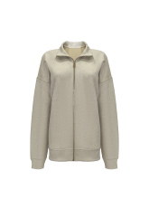 Ladies' khaki full open casual sports zipper outer wear
