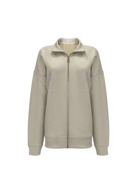 Ladies' khaki full open casual sports zipper outer wear