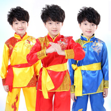 Yellow stage performance Kongfu kids dance clothes