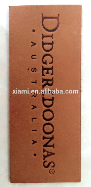 latest design debossed words top layer thin leather label