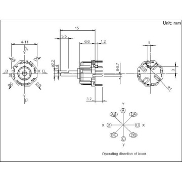 Potensiometer sakelar tongkat 8 arah