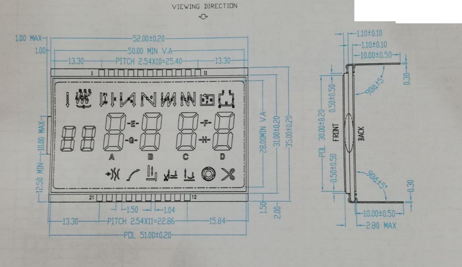 Affichage intégré LCD du module VA 52x35