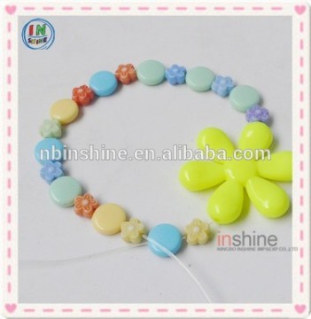 Flower hand made children plastic beads necklace , beaded necklace