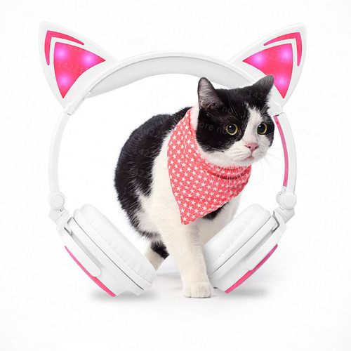 glowing cat ear professional headphone for kids