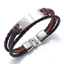 Mens brown leather cord bracelet blanks