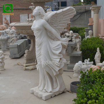 Custom Life Size White Marble Outdoor Garden Flying Angel Statue