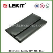 pu leather credit card holder with fasten closure and emboss logo