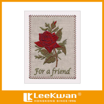 Friendship greeting card embroidery greeting card, embroidered greeting card for friends