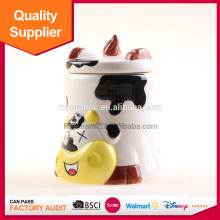 Lovely shape cow design ceramic cookie jars for hotel