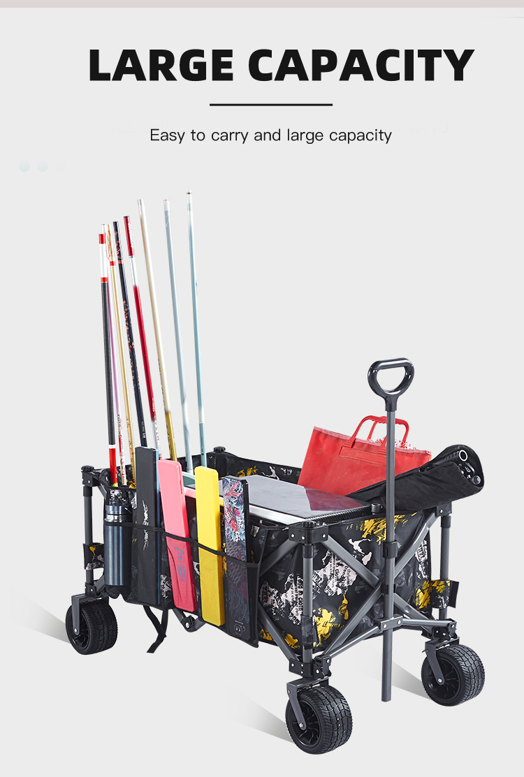Outdoor picnic cart Folding Collapsible Wagon Outdoor Camping Cart with Universal Wheels & Adjustable Handle
