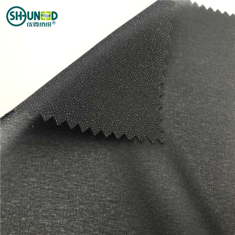 Best service enzyme wash 100 polyester 30gsm low stretch woven fusible interlining fabric fusible 1/1 structure / high quality