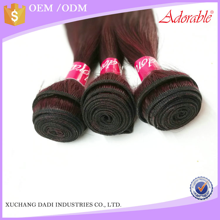 wholesale silk straight ombre two tone color hair weaving,double sewing heat resistant fiber red synthetic hair bundles T1bbug