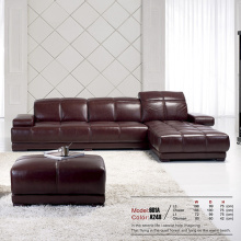 Kulit Upholstered Chaise Bahagian Reclining Sofa