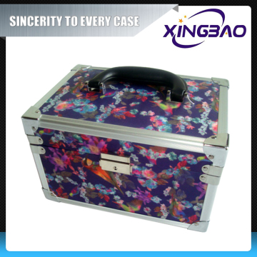 Aluminum fasion distributor cosmetic case,fabric dividers cosmetic case with mirror,cloth fashion cosmetic case