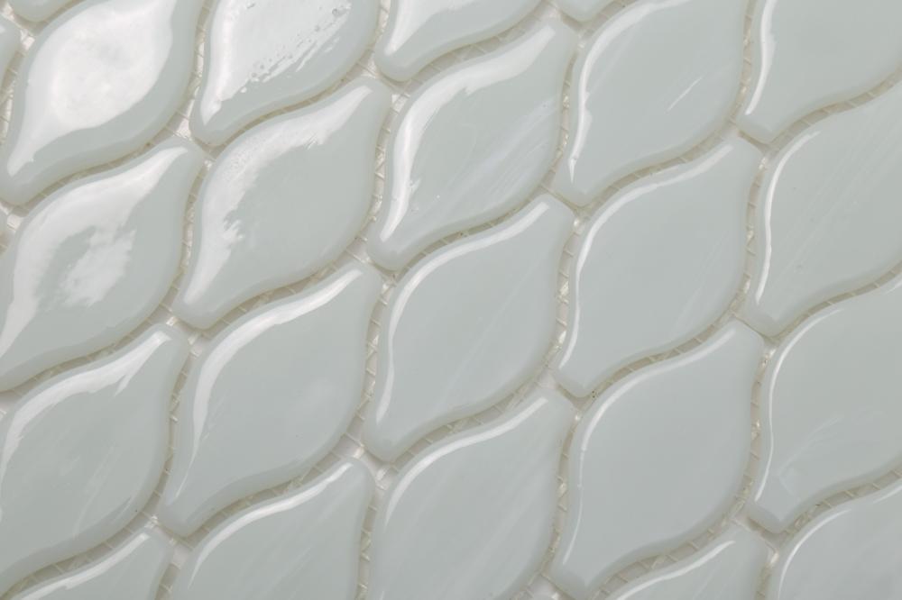 White swimming pool kite-shaped mosaic tiles