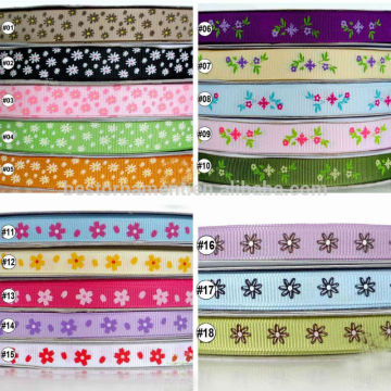 Mixed Flower Daisy Grosgrain Ribbon