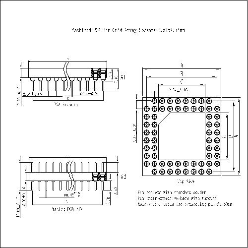 PGA03-X-XXXXX PGA Pin Grid Array Sockets 2.54X2.54mm