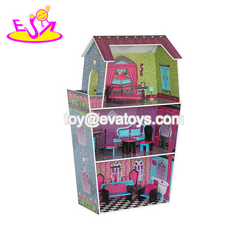 Fashion children wooden play doll house W06A140