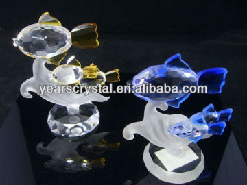 china supply crystal glass fish figurines for gift set(R-2136