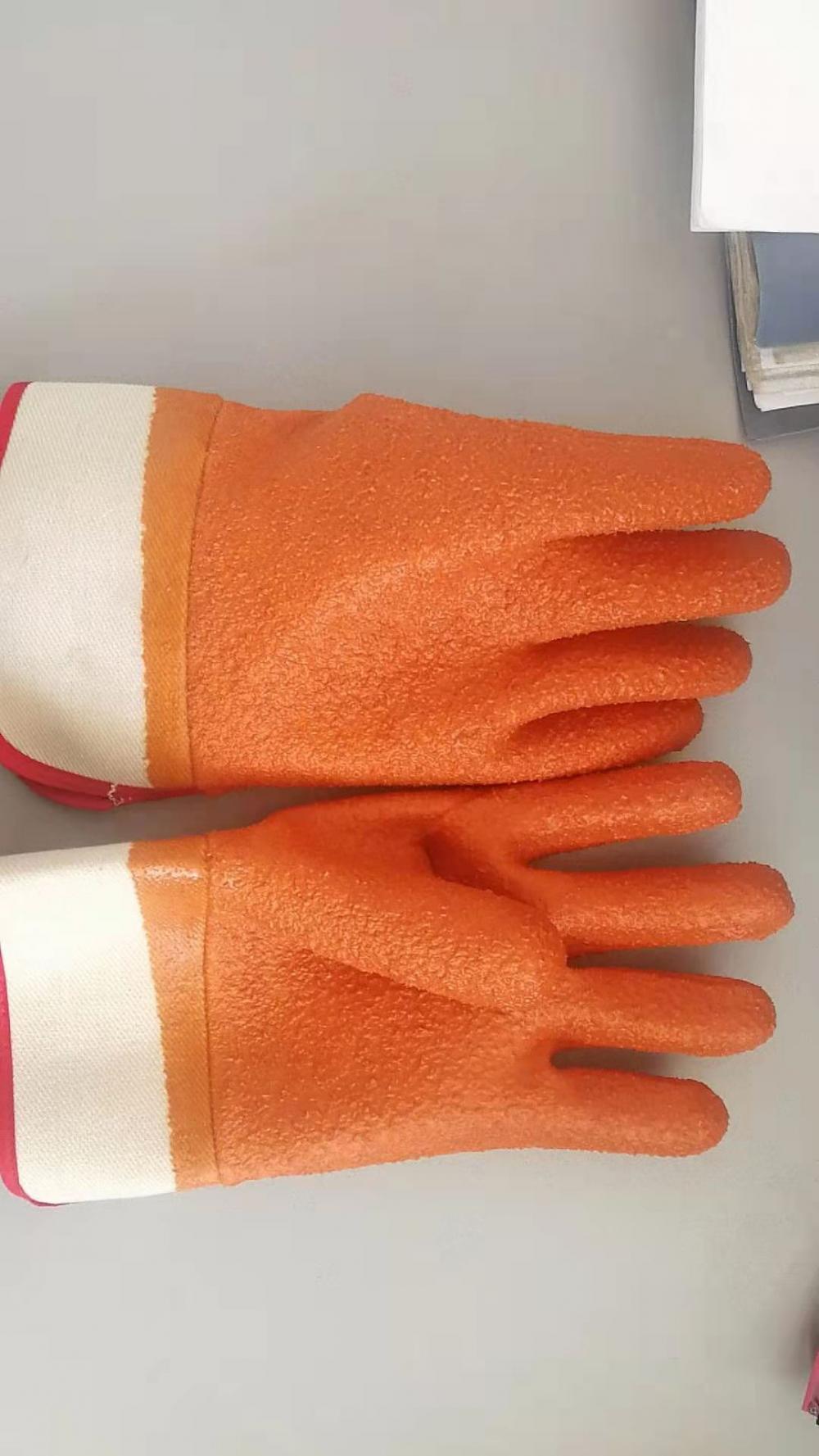 Guantes recubiertos de PVC marrón Acupuntura Algodón Linking