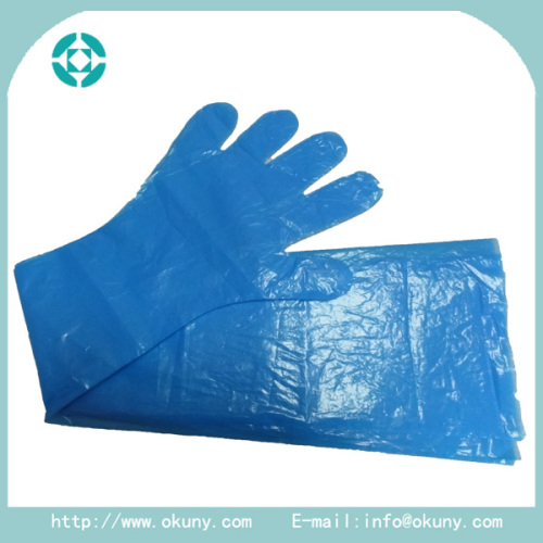 Polythene material long arm length veterinary disposable gloves