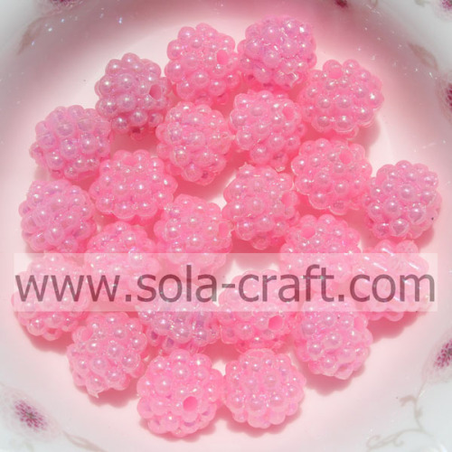 10MM Popular Style Pink Color Solid Plastic Beads For Jewelry Parts