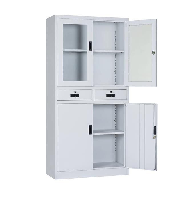 家电柜中间两件式家电钢制文件柜带玻璃门医院家具