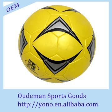 Yellow rubber bladder soccer ball size 5 weight