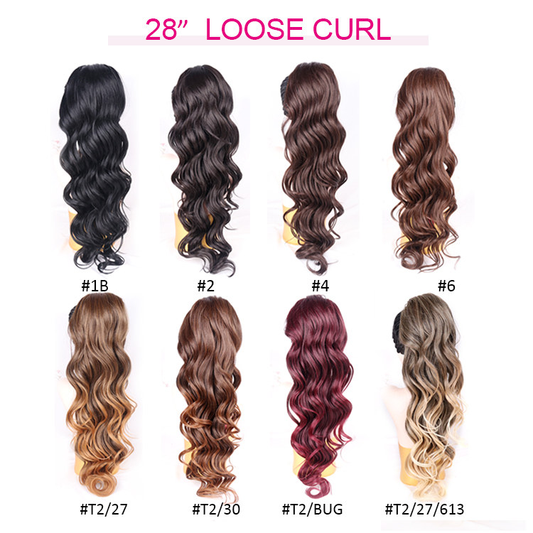 Japanese Synthetic Fiber Hair Ponytail Vendor Loose Wave Wrap Around High Heat Resistance SyntHetic Ponytail Crochet Hair