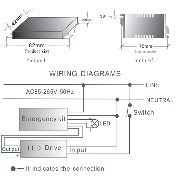 led emergency driver FAT-LED-F1D wiring diagrams