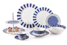 New Bone Stripe Decal Dinnerware with Cake Plate