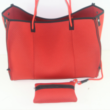 Red Neoprene Tote Beach Bags For Travel