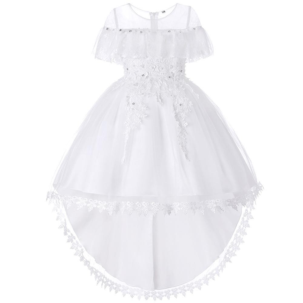 Hot Sale High Quality New Model Sleeveless Embroidered Flower Western children wedding dress girl