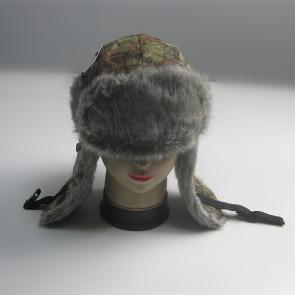 Camouflage Print Fur Russia Hat