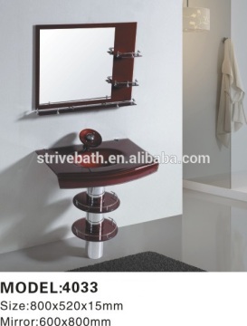Red Mirrored Bathroom Glass Sink