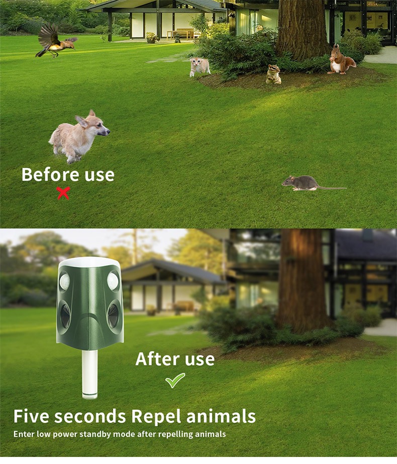 Repulsor de animais ao ar livre à prova d'água de serpente de mouse solar repelling de pássaro animal recarregável Animal Repeller Outdoor Waterproof Snake Mouse Solar Power Animal Bird Repeller Rechargeable