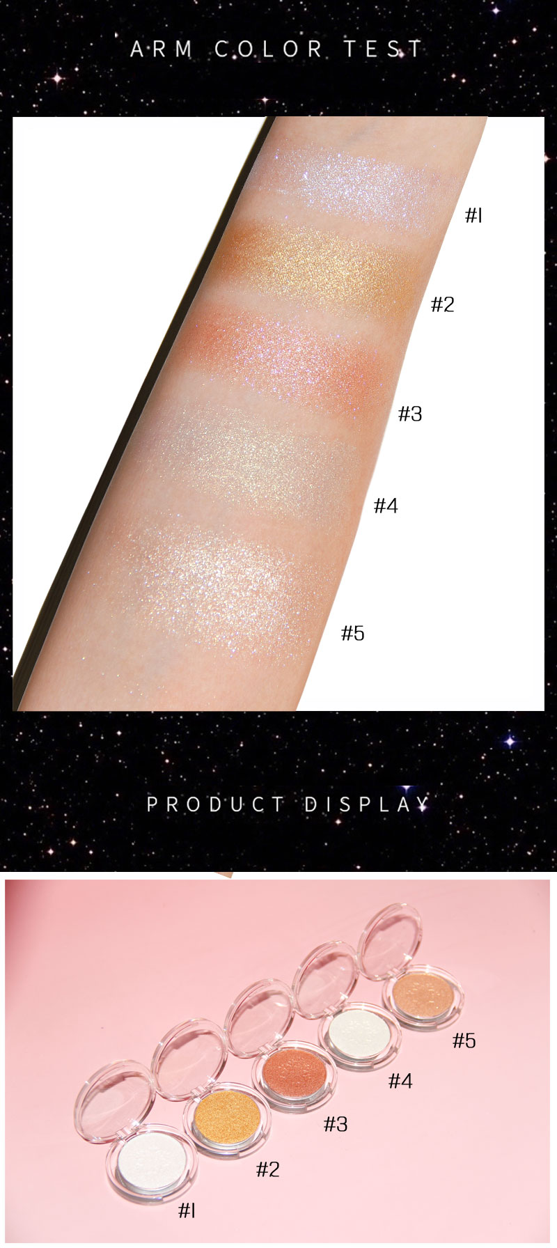 5-color Snowflake highlight longlasting face makeup high bright Highlighter Brighten Available in multiple colors