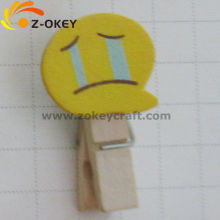 latest style Crying face QQ expressions silk screening wood clips