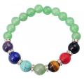 Natural Genuine Gemstone Chakra Stretch Bracelet 6mm Beads Sterling Silver Spacers Men/Women Small Medium Large Sizes