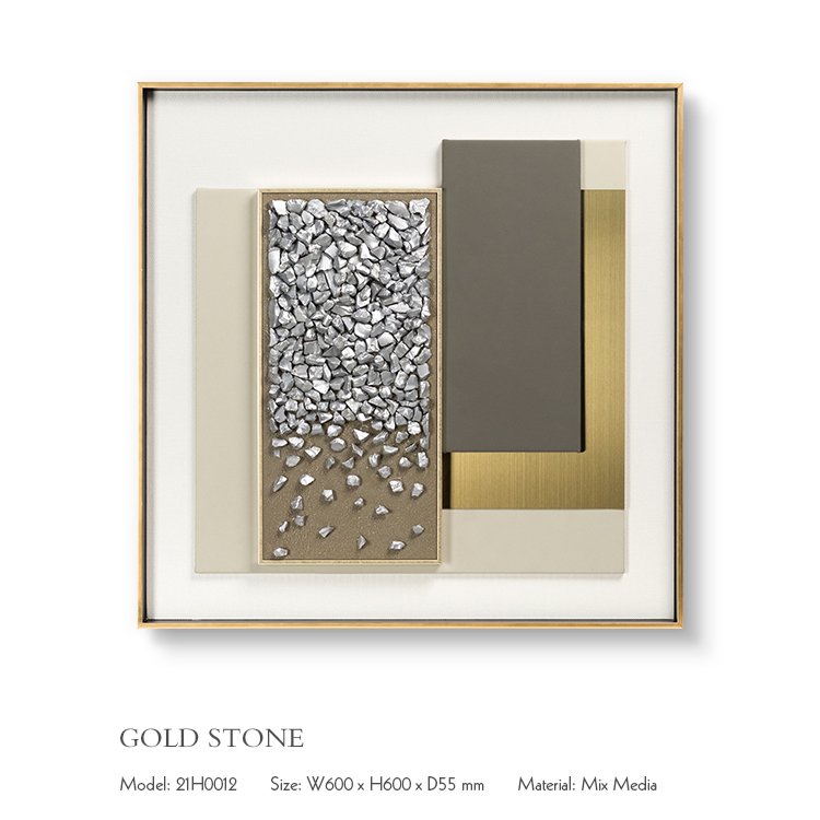 Top Artist team design Handmade Framed Modern wall art decoration Golden Stone Mixed material painting Metal Luxury wall decor