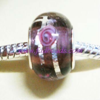 Charming Silver Foil Glass Bead