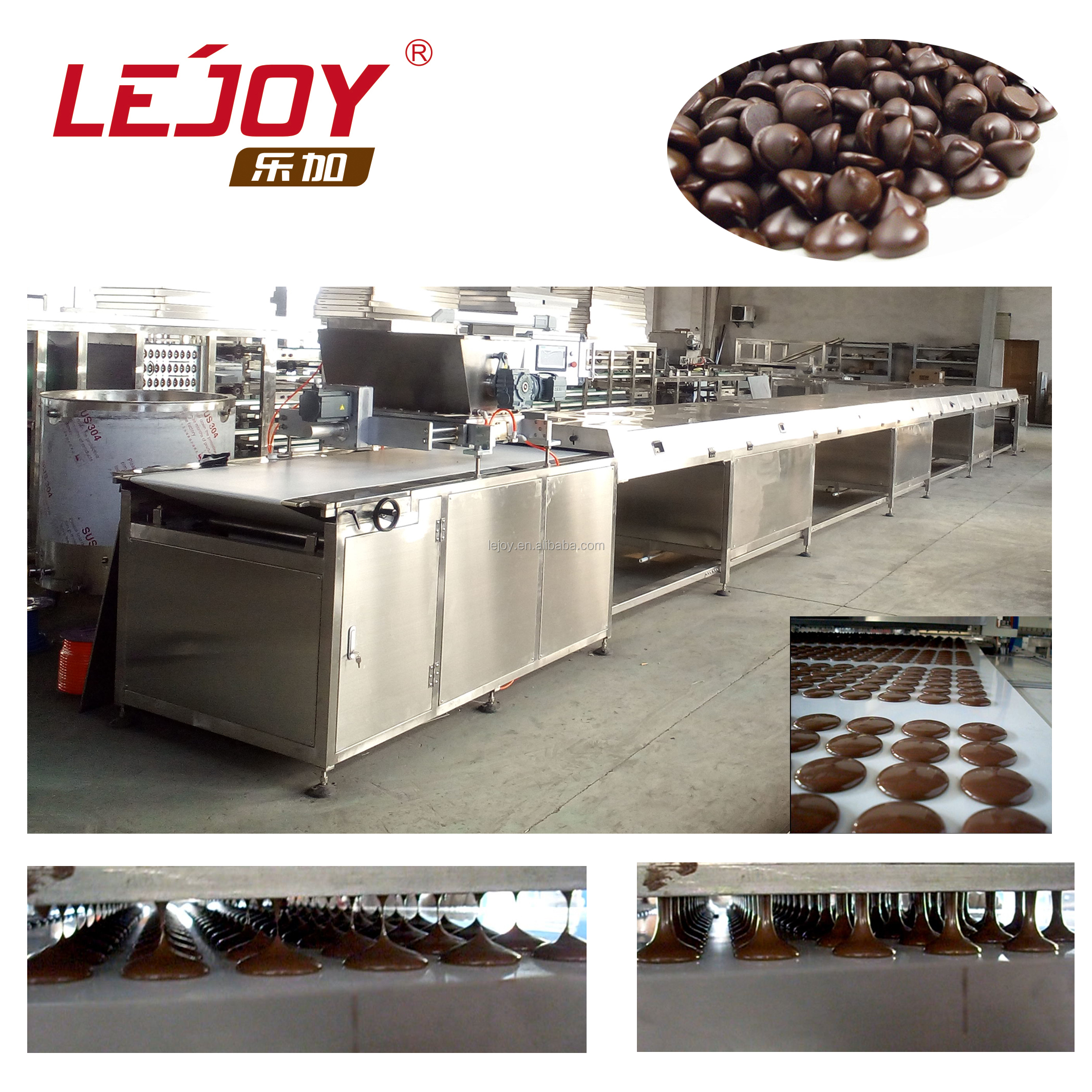 Fully Automatic Chocolate Small Coin Chocolate Chip Making Machine with Cooling