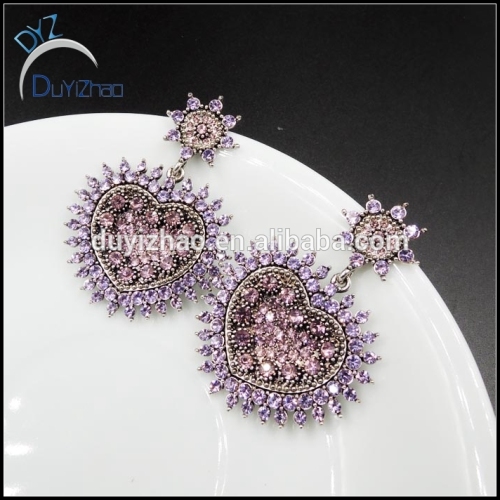 beautiful crystal top design heart earrings