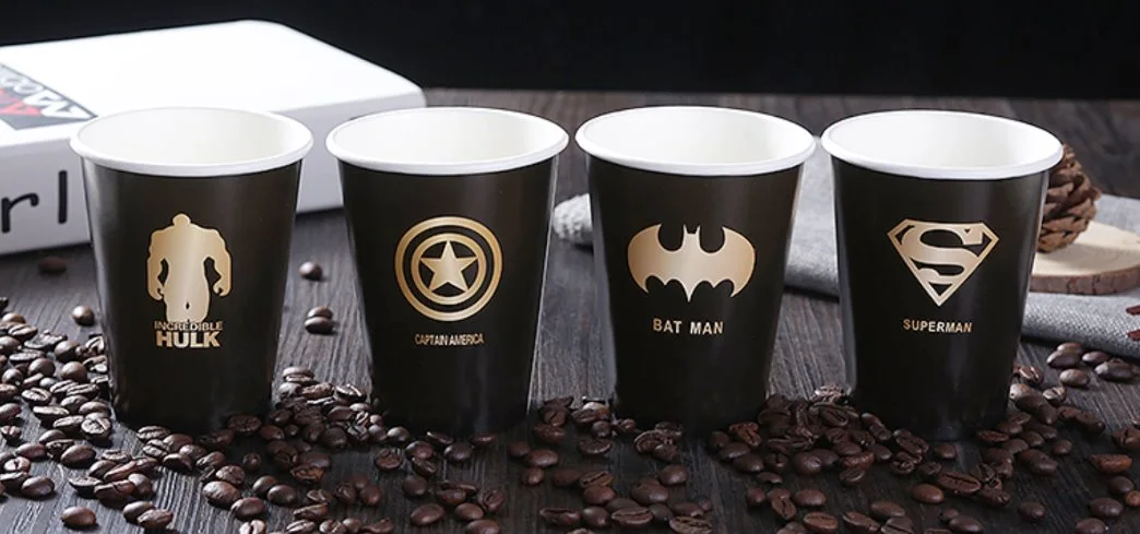 Unique Style Black Coffee Paper Cup Creative Design with Lid